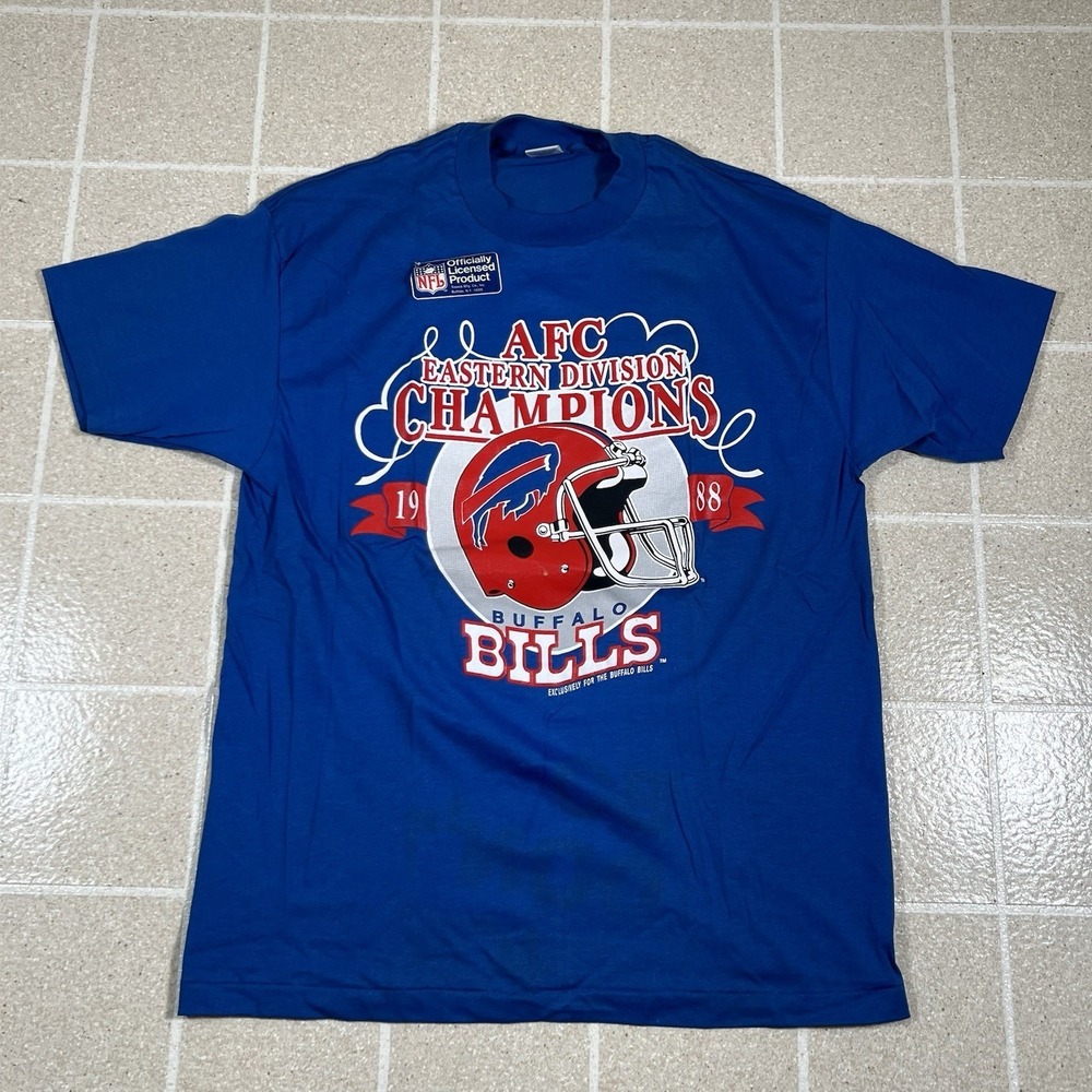 Vintage Trench Buffalo Bills 1988 AFC Championship Tshirt Size XL Football NFL